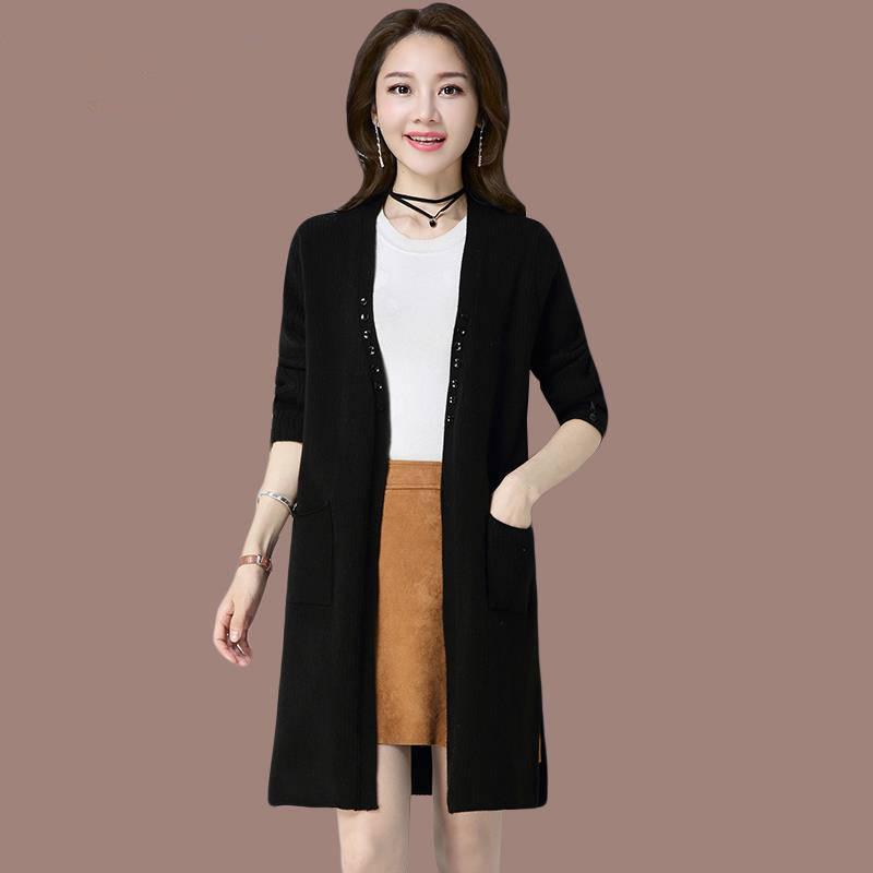 Long Cardigan Female 2019 Autumn Winter Women Sleeve Cardigan Sweater Knitted Cardigans Jacket Tops