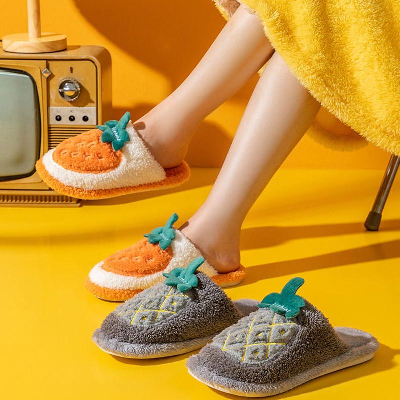 Cotton Slippers for Men and Women Autumn and Winter Home Couples Indoor Warm Cartoon Plush Slippers