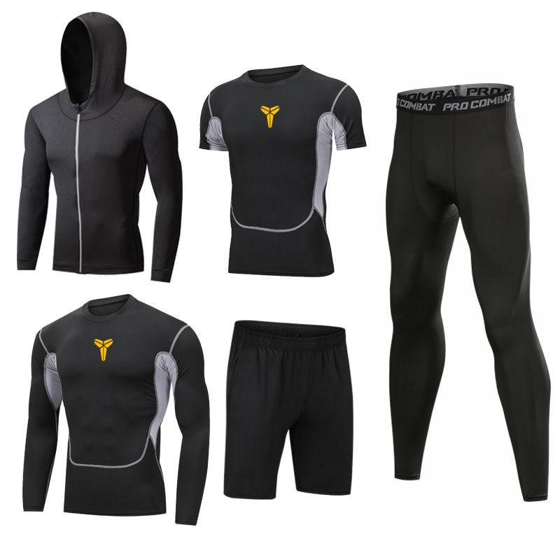 5pcs Men's Gym Workout Sports Suit Fitness Compression Clothes Running Jogging Sport Wear Workout