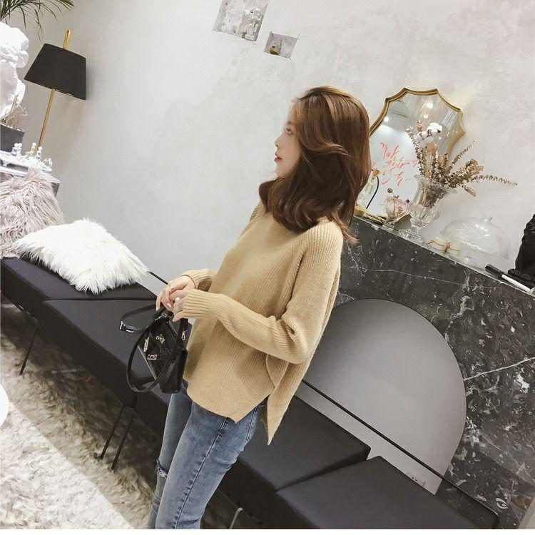Womens Sweaters Half High Neck Solid Color Knitted Bottom Casual Comfort Winter
