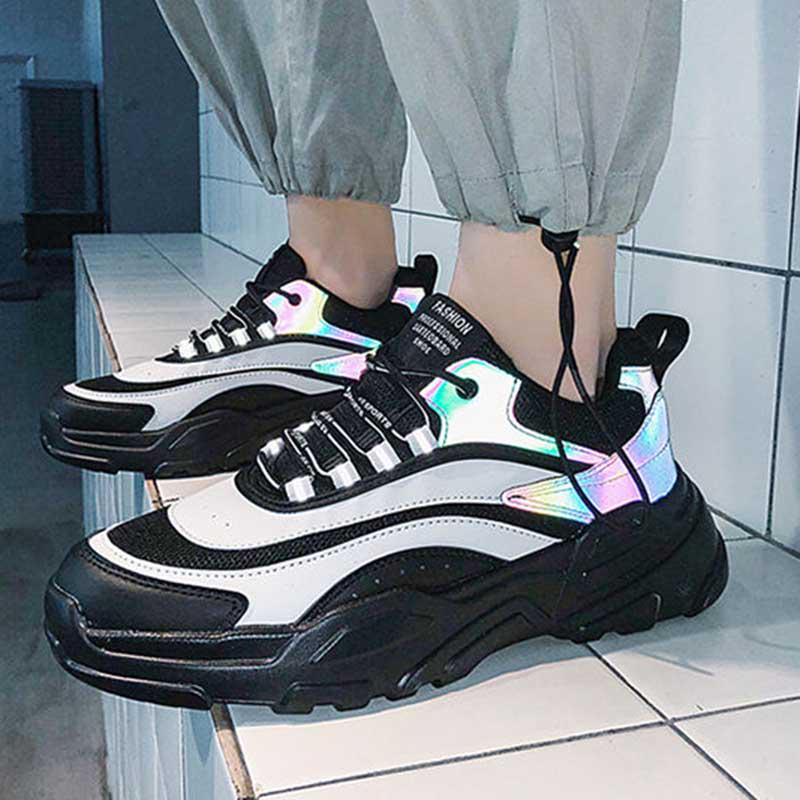 Plus Size39-44 Men Low-top Sneakers Luminous Running Basketball Shoes Breathable Lightweight Non-slip Sock Shoes Wear-resistant Deodorant Skate Shoes