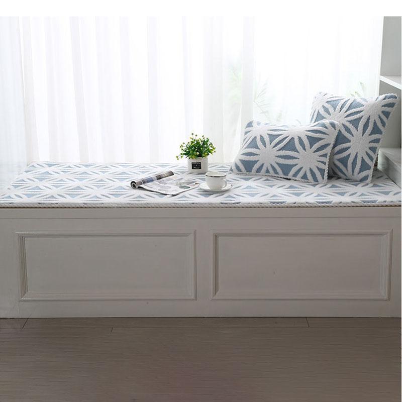 Printed Bay Window Cushion Non-Slip Crystal Velvet Window Sill Pad Bay Window Pad Tatami Mats Sofa Cushion Used for Indoor Outdoor