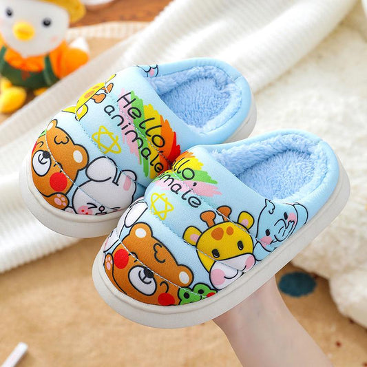 Children's Cartoon Cotton Slippers Autumn and Winter Warm Flat Shoes Indoor and Outdoor Non-slip Casual Slippers Light Soft Shoes