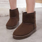 Winter Leather Snow Boots Women's Waterproof Non-slip Short Tube Warm and Velvet Thick Ankle Boots Korean Boots Cotton Shoes