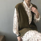 Spring and Autumn Knitted Loose Vest Short Cardigan Sleeveless Sweater Casual Solid Color Women's Top