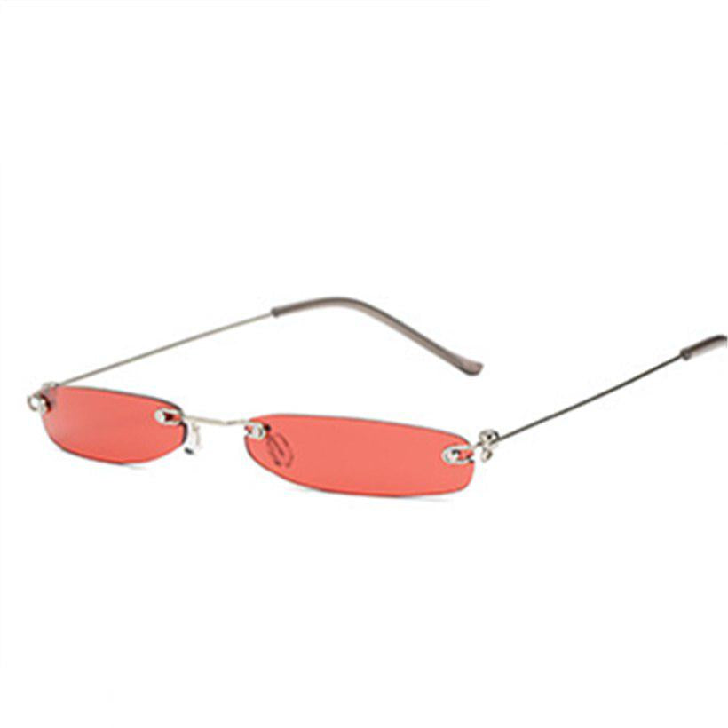 Rimless Sunglasses Women Men Vintage Narrow Rectangle Small Sun Glasses Retro Brand Designer Female
