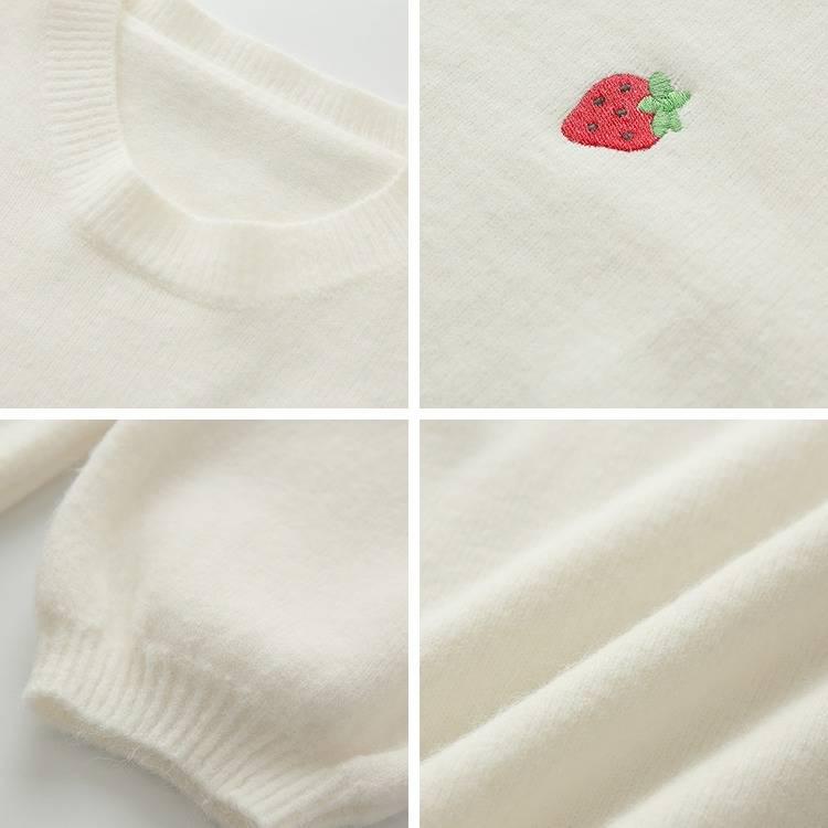 Sweet Fruit Embroidered Sweater Women's Long-sleeved Pullover Sweater Loose Wild Top