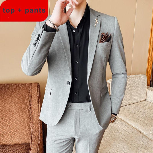 Spring and Autumn Men's Suit Business Casual Wear Youth Trend Slim Suit Groom Best Man Wedding Dress