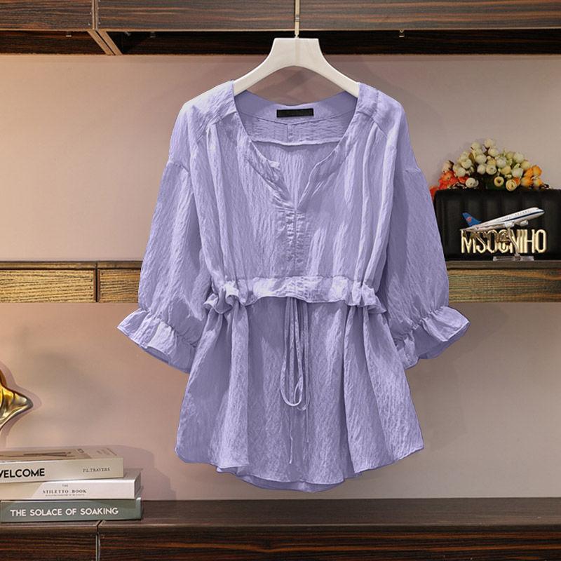 Chiffon Shirt Plus Size Top Shirt Women Short Sleeve Loose Casual Breathable Summer Dress