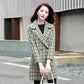 Coat Women's Spring and Autumn Plaid Woolen Coat Mid-length Slim Trench Coat