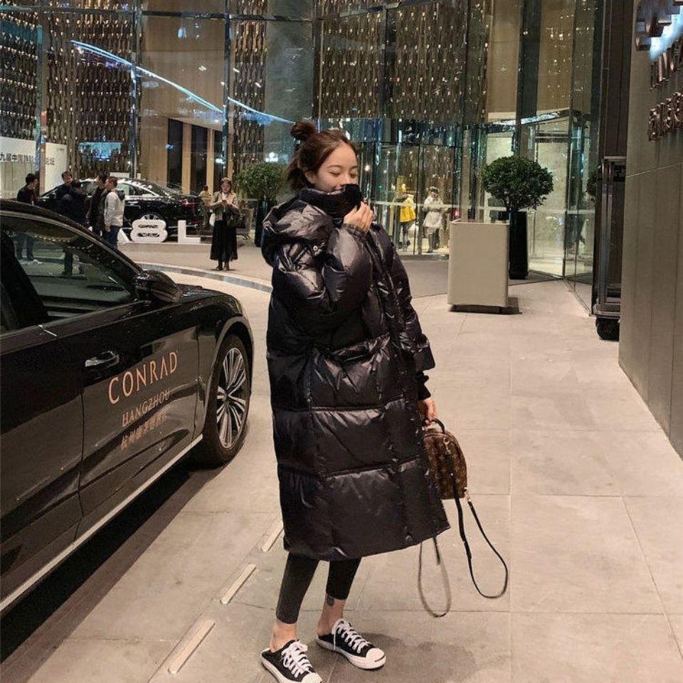 Shiny Long Down Jacket Women Winter Parka Coat Hooded Loose Coat Thick Female Jacket