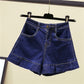 Denim Shorts Women's Summer Korean Style Loose and Thin Student Ruffled All-match High-waist Stretch Pants