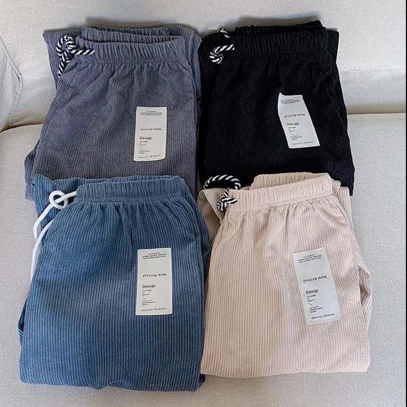 Women's Corduroy Pants Autumn and Winter Loose and Thin, Plus Size Plus Velvet Thickened Footwear Sports Trousers