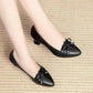 Black Soft Leather Non-slip Comfortable Single Shoes Low-heeled Women's Shoes Thick-heeled All-match Work Leather Shoes