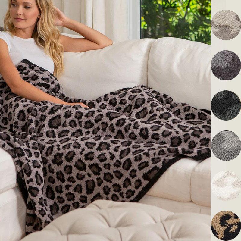 Woolen Blankets Children's Knitted Leopard Blankets Plus Fleece Throw Blankets for Kids Adult
