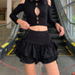 Black Pleated Ruffle Mini Skirt - Gothic High Waist Short Layered Skirt - Goth Clothing - Alt Clothing