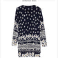 Floral Print Sweater Dress Women Autumn Winter  Knitted Pullover O-Neck Long Sleeve Long Knit Dress