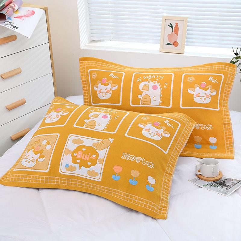 Special Offer Clearance Cotton Three-layer Gauze Four Seasons Adult Couples High-end Pillow Towel Full Increase Genuine Pillow Towel