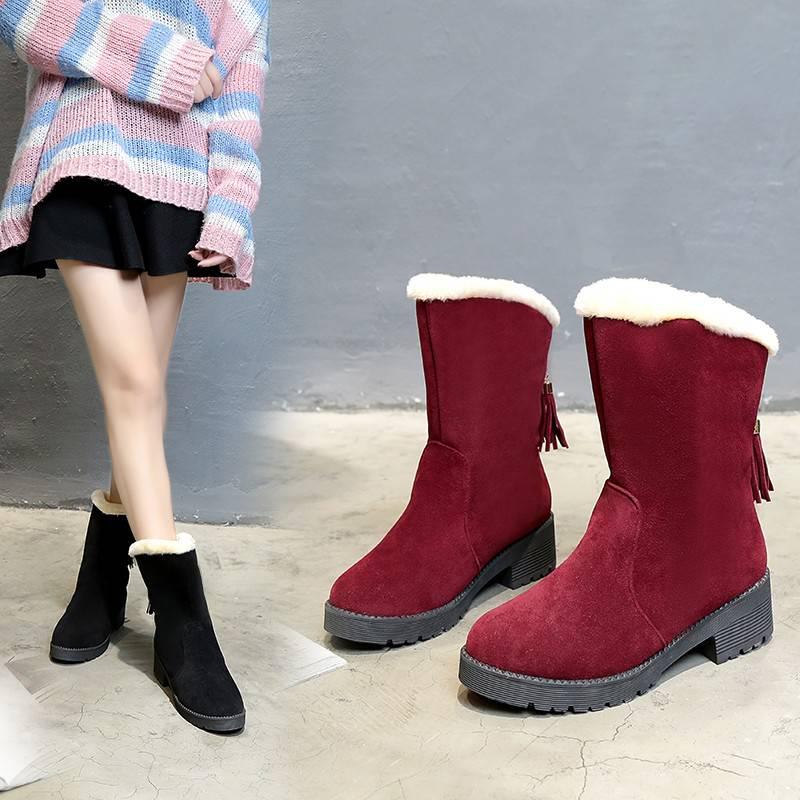 Women Boots Women Winter Fur Snow Boots Ladies Warm Wool Booties Ankle Boot Women Cotton Shoes
