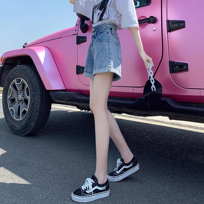 WTEMPO High Waist Washed Denim Summer Women Denim Shorts Ripped Hole Jeans  Casual Shorts