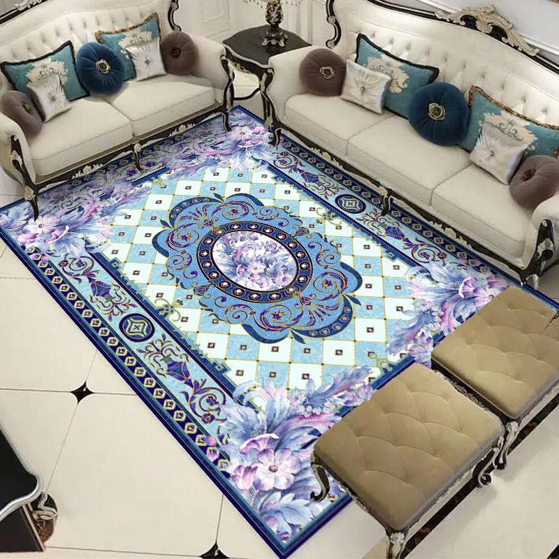 European Style Flower Carpet for Living Room Bedroom Anti-Slip Floor Mat Fashion Carpet Area Rugs