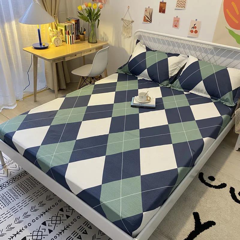 Beds Three-piece Cotton Pillow Bag Cover 1.5 Meters 1.8 Bed Seat Meng Si Dust-proof Cover Bedding Products Fresh Net