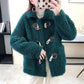 Women's Lamb Wool Coat Horns Buckle Sheared Wool Winter Korean Style Thick Square Collar Not Shed Hair Lapel Casual Loose Grain fleece Jacket Coat