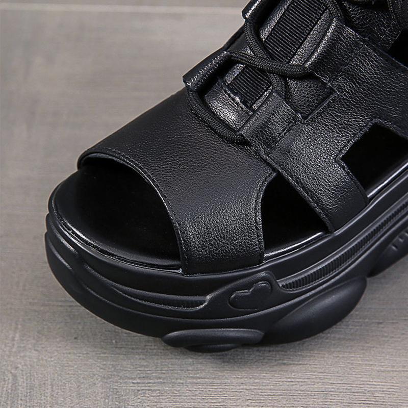 Fish Mouth Sandals Fashion Women's Boots with Increased Slope Heels Summer All-match Thick-soled Sponge Cake Roman Beach Shoes