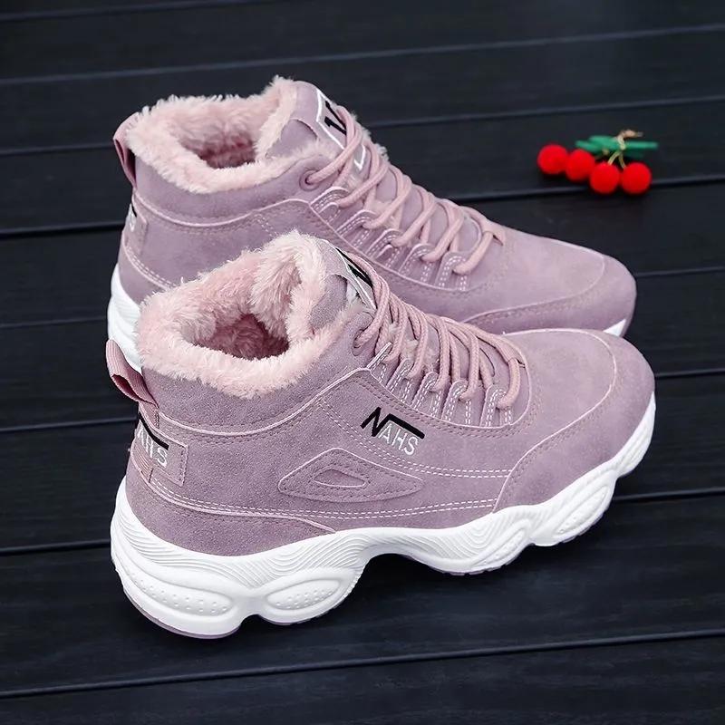 Women's Shoes Cotton Shoes Plus Velvet Sports Shoes High-top Women's Shoes Student Korean Version of The Old Shoes Winter