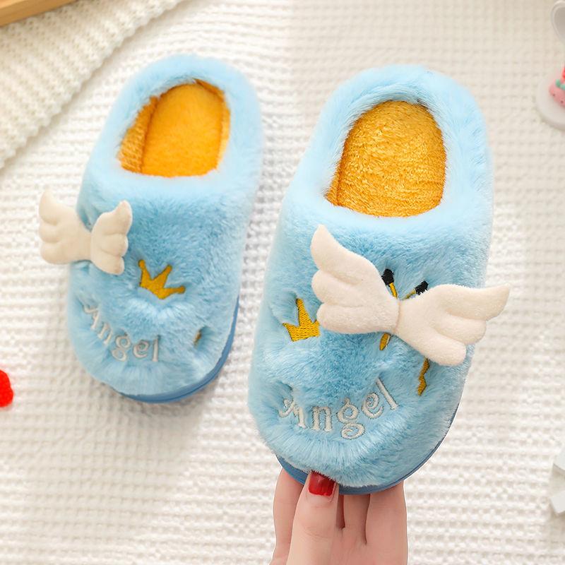 Children's Butterfly Decorative Cotton Slippers Autumn and Winter Warm Flat Shoes Indoor and Outdoor Non-slip Casual Slippers Light Soft Shoes