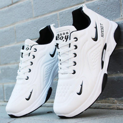 Plus Size 39-44 Men Leather Sneakers Shockproof Breathable Deodorant Running Basketball Shoes Non-slip Wear-resistant Skate Shoes