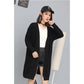 Autumn and Winter Casual Pocket Coat Mid-length Loose Long-sleeved Sweater Solid Color Twist V-neck Cardigan