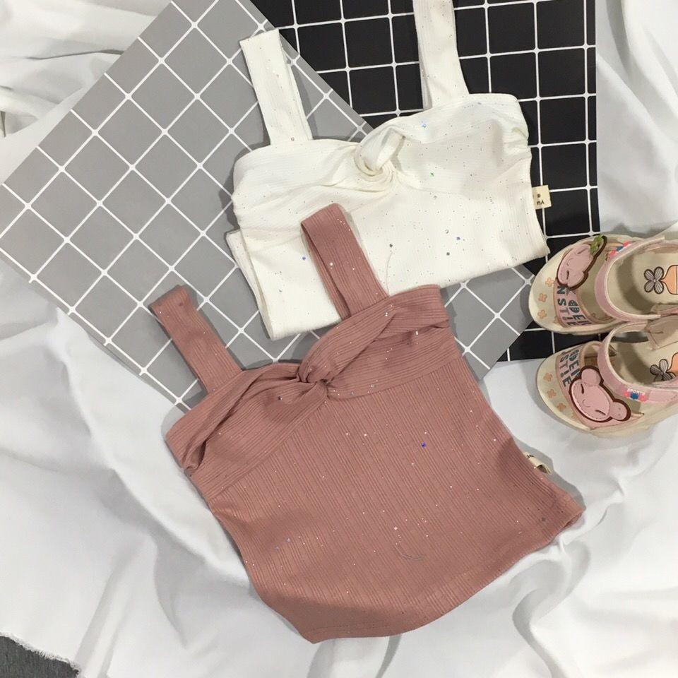 Summer Kids Cute Girls Summer Thin Camisole Tube Top Small Solid Color Halter Fine Flashing Vest