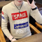 Sweater Men's Autumn and Winter Men's Round Neck Sweater 2019 Printed Clothing Bottoming Sweater