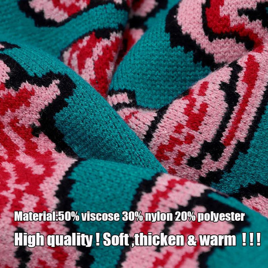 Unisex Vintage Thicken Sweater UFO Clouds Jacquard Pullover Winter Knitted Retro Loose Top