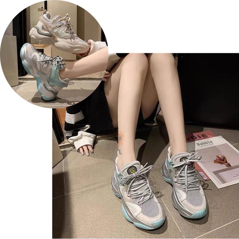 Women's Chunky Sneakers 2020 Women Platform Shoes Lace Up Breathable Air Vulcanize Shoes Women Female Trainers Dad Shoes