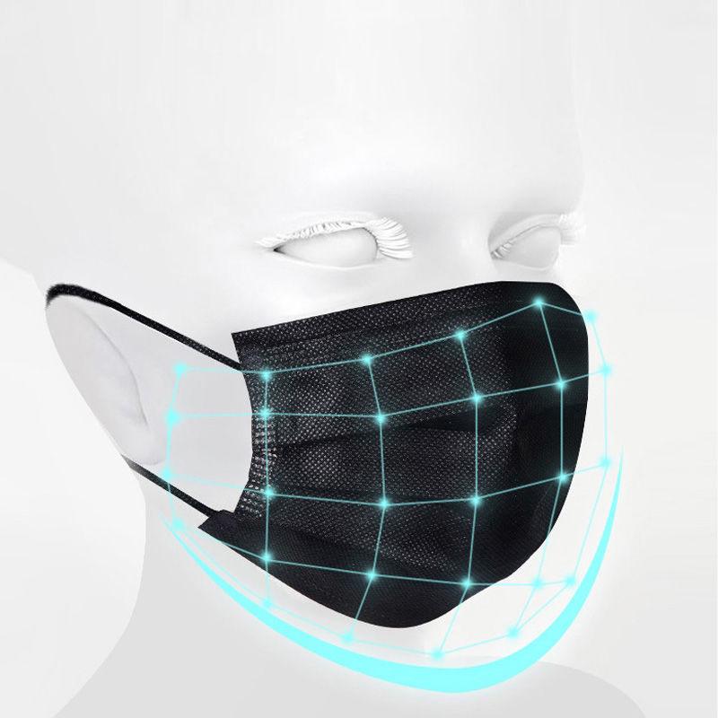 4-layer Thickened Breathable Disposable Masks Black Dust-proof Anti-bacterial Non-woven Face Masks