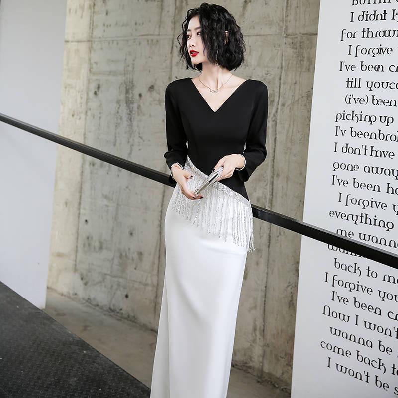 Evening Dress Skirt Female Long-sleeved High-end Elegant Elegance Banquet Evening Dress