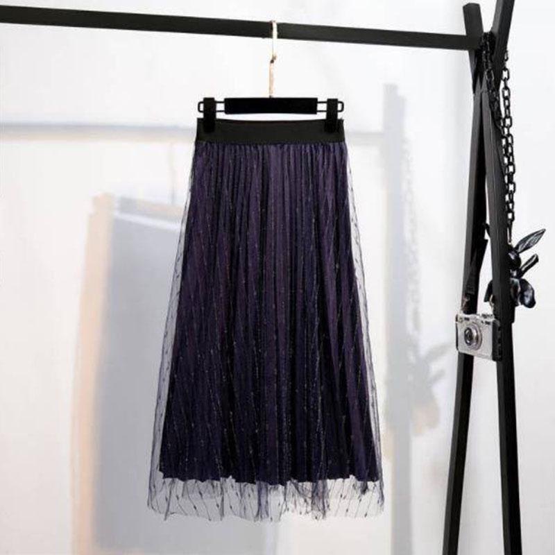 Women Skirt Set Off-shoulder Blouse Denim Stitched Mesh Skirt Two-piece Set for Party