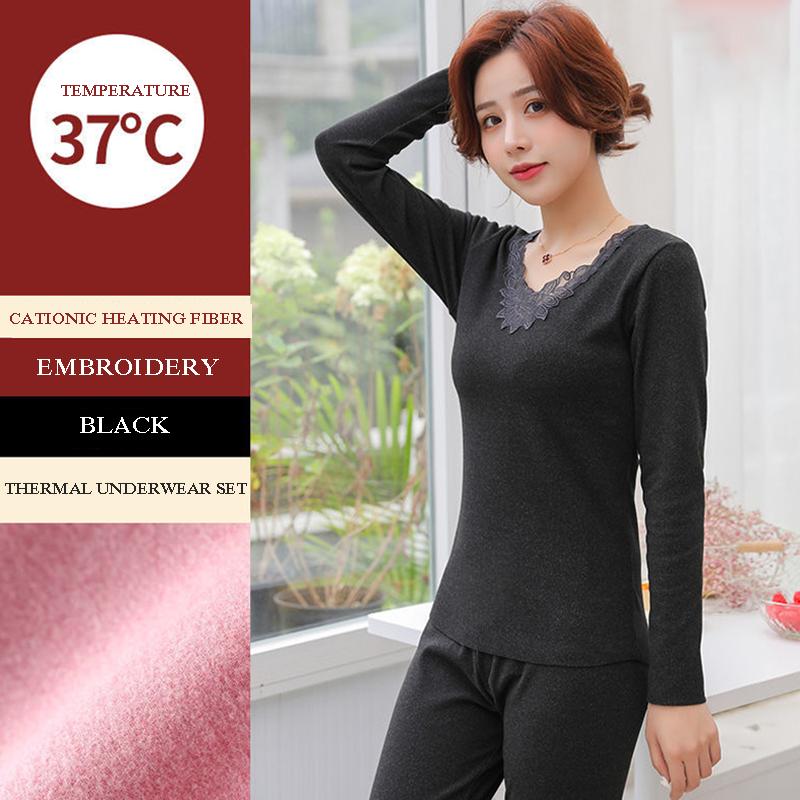 Ladies Thermal Underwear Set Plus Velvet Self-heating German Velvet Thickening Seamless Constant Temperature Body Autumn Clothes Long Pants