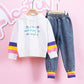 Children's Clothing Girls' Sweater Suit 2021 Jeans Spring and Autumn Clothing Middle and Large Children's Sports Two-piece Suit