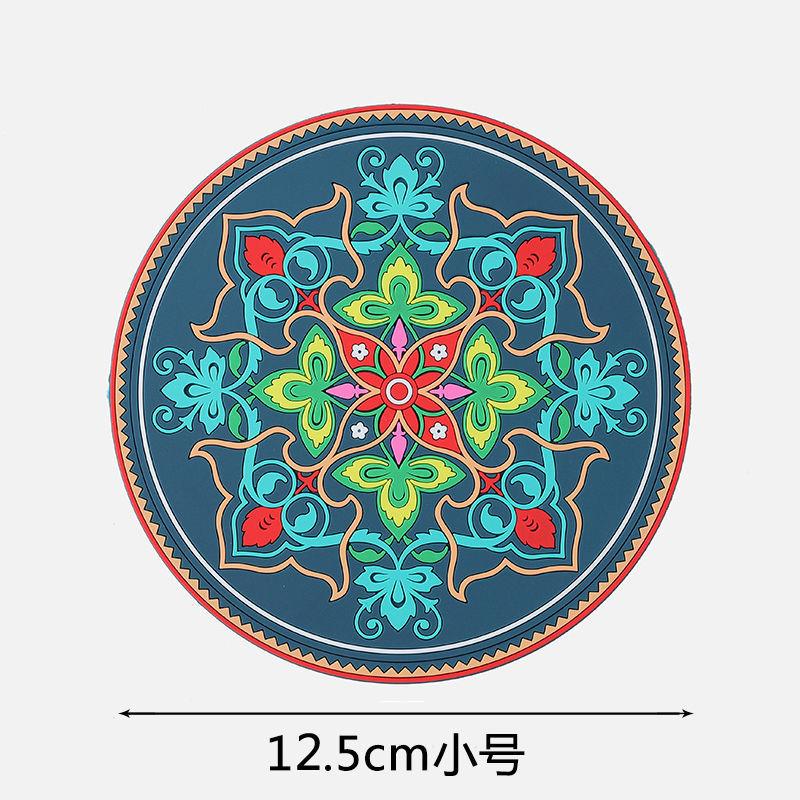 1/2/4pcs Mandala Pattern Creative Silicone Coaster Household Anti-scalding Mat Coffee Drink Coaster