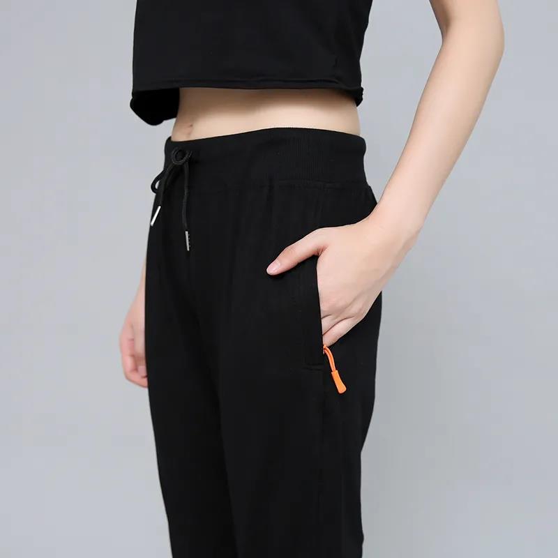 Lightweight Cotton Sports Cropped Trousers with Zipper Pockets Female Student Harem Pants Summer Loose and Thin Pants