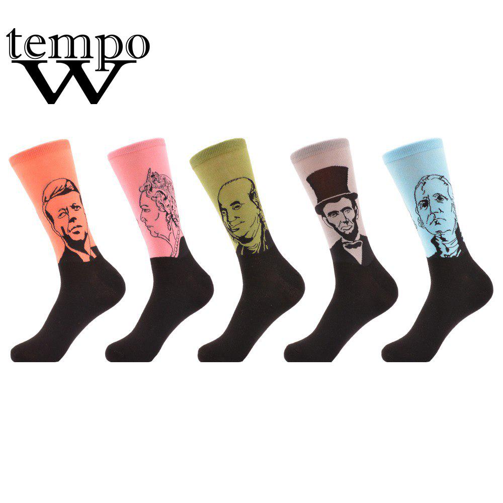 5 Pairs/lot Colorful Famous Funny Combed Cotton Crew Socks Casual Winter Casual Dress Socks