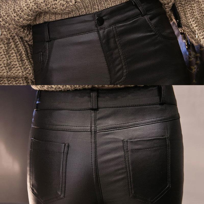 WTEMPO Spring High Waist Matte Leather Pants Women Thin Leggings Look Thin and Wear Outside Pencil Pants
