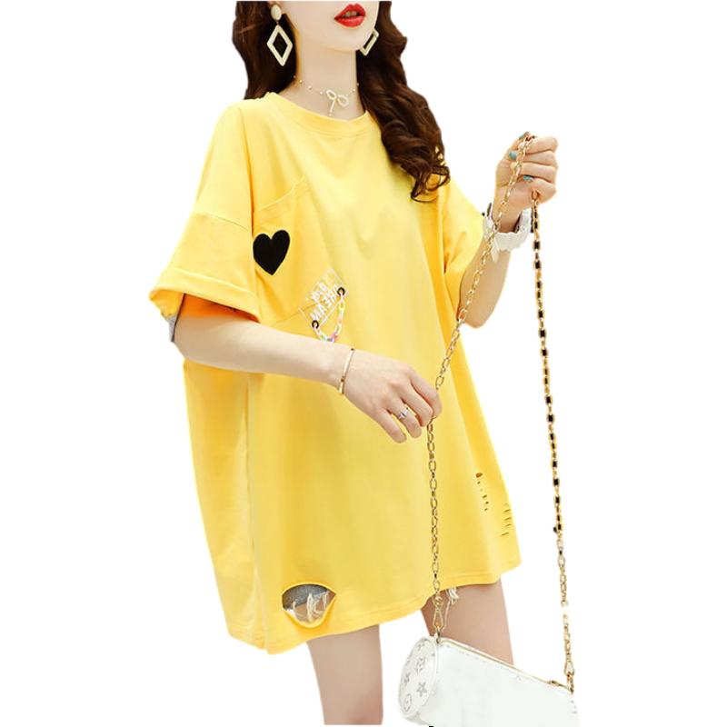 Women Loose  T-shirt Dress Girl Loose O-Neck Casual Long Big Home Comfort Outer Convenient