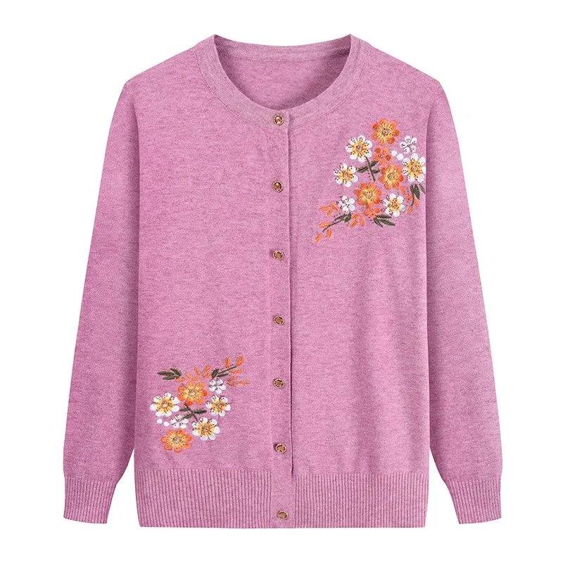Cardigan Embroidered Jacket for Spring and Autumn Sweater for Autumn and Winter Knit Long Sleeves