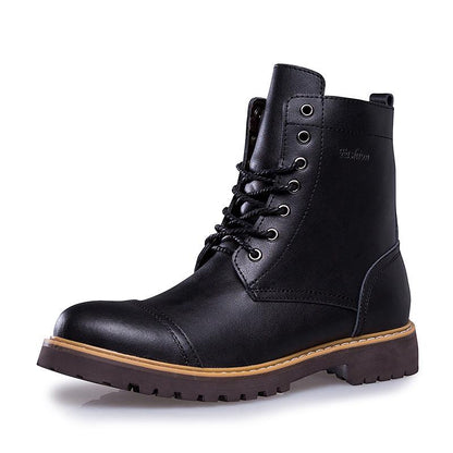 Fashion Men's High-top Martin Boots Plus Velvet Warm Shoes Retro Trend Boots