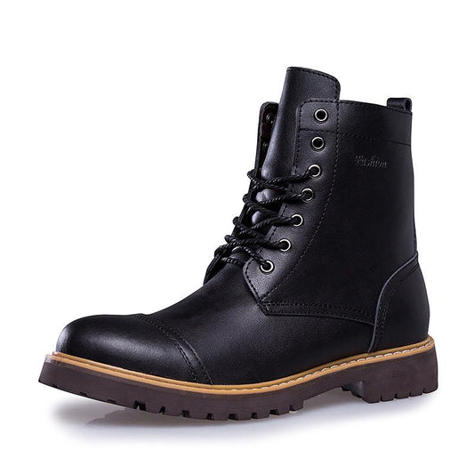 Fashion Men's High-top Martin Boots Plus Velvet Warm Shoes Retro Trend Boots