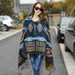 Ethnic Style Travel Outside with Shawl Cloak Female Autumn and Winter Thick Warm Red Shawl Windproof Buckle Hooded Cloak
